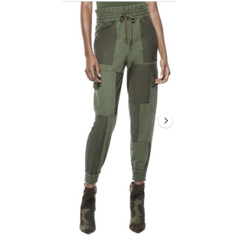 Alice + Olivia 'Tribeca' Green Patchwork Cargo Jogger Pants Size M